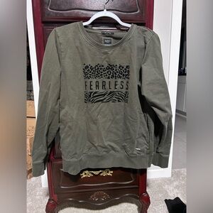 Pepe Jeans London Fearless Graphic Olive Sweatshirt Women’s Size XL